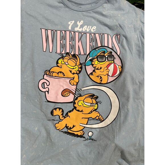 GARFIELD I hate Mondays Blue T Shirt Size L - Picture 3 of 6
